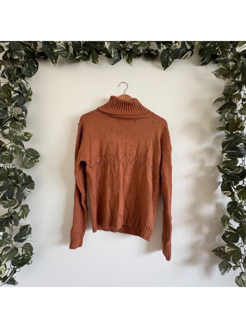 Shein Long Sleeve Turtleneck Knit Sweater Burnt Orange Women’s Size M
